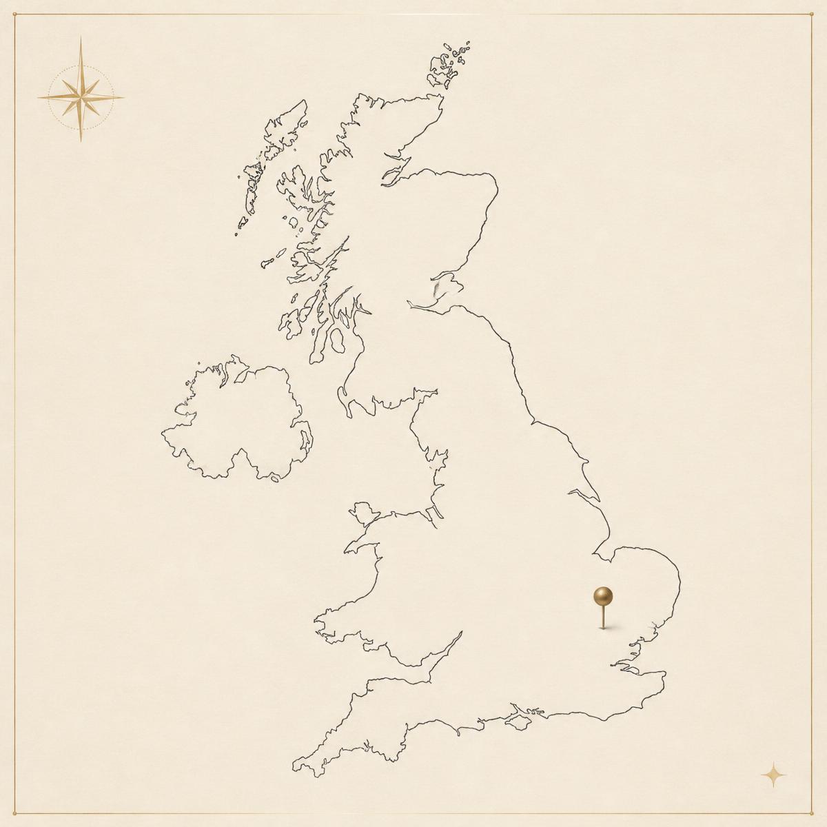 Illustrated map showing Royston, Cambridgeshire.